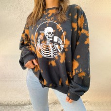 Skull casual long sleeve crew neck sweatshirt HF1402-03-04