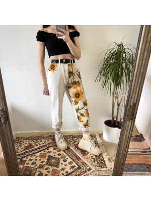 women's sunflower pattern trousers  HE1511-03-01