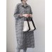 Check Print Lapel Long Sleeve Button Down Shirt Dress