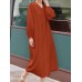 Solid Belt Button Long Sleeve V  neck Casual Shirt Dress