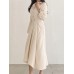 Solid Buckle Irregular Lapel Long Sleeve Button Down Shirt Dress