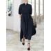 Solid Color Half Sleeve V  neck Knotted Shirt Dress