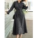 Check Print Belt Lapel Long Sleeve Button Down Shirt Dress