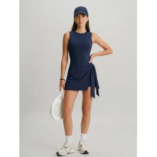Navy Blue Wrap Tie Skort Romper