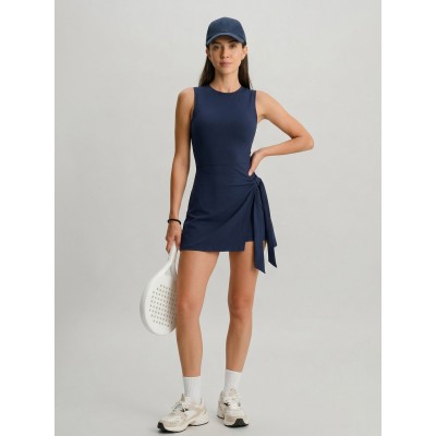 Navy Blue Wrap Tie Skort Romper Navy Blue Wrap Tie Skort Romper