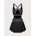 Black Contrast Cutout Tennis Dress - Light Support Black Contrast Cutout Tennis Dress - Light Support
