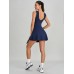 Navy Blue Wrap Tie Skort Romper Navy Blue Wrap Tie Skort Romper