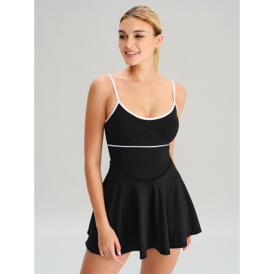 Black Contrast A-Line Sports Dress