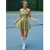 Green Collar Backless Tennis Dress - Light Support Green Collar Backless Tennis Dress - Light Support