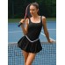 Black Color-Block V-Line Tennis Skirt Black Color-Block V-Line Tennis Skirt