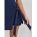 Navy Blue Wrap Tie Skort Romper Navy Blue Wrap Tie Skort Romper