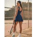 Navy Blue Wrap Tie Skort Romper Navy Blue Wrap Tie Skort Romper