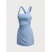 Blue Cut Out Tennis Dress Set