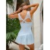 Light Blue Mesh Crisscross Back Sporty Dress Light Blue Mesh Crisscross Back Sporty Dress