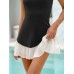 Black Colorblocked Crop Workout Dress Black Colorblocked Crop Workout Dress