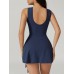 Navy Blue Wrap Tie Skort Romper Navy Blue Wrap Tie Skort Romper