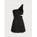 Black One-Shoulder Cut Out Sports Dress