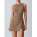 Brown Tie-Waist Sporty Dress Brown Tie-Waist Sporty Dress