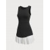 Black Colorblocked Crop Workout Dress Black Colorblocked Crop Workout Dress