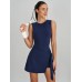 Navy Blue Wrap Tie Skort Romper Navy Blue Wrap Tie Skort Romper