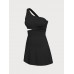 Black One-Shoulder Cut Out Sports Dress