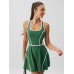 Green Contrast Cutout Tennis Dress - Light Support Green Contrast Cutout Tennis Dress - Light Support