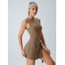 Brown Tie-Waist Sporty Dress Brown Tie-Waist Sporty Dress