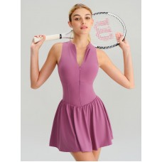 Purple Front Zip Line Sport Dress