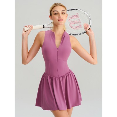Purple Front Zip Line Sport Dress Purple Front Zip Line Sport Dress
