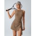 Brown Tie-Waist Sporty Dress Brown Tie-Waist Sporty Dress