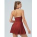Dark Red Collar Backless Tennis Dress - Light Support Dark Red Collar Backless Tennis Dress - Light Support
